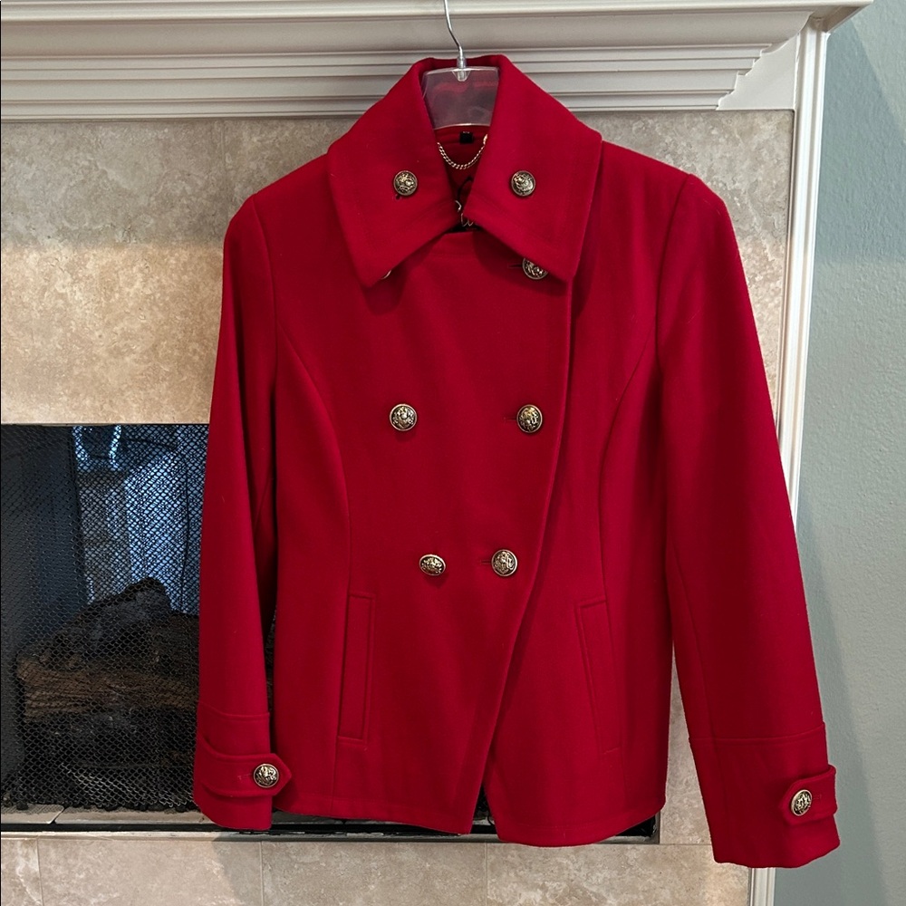 Guess Women's Bold Red Pea Coat